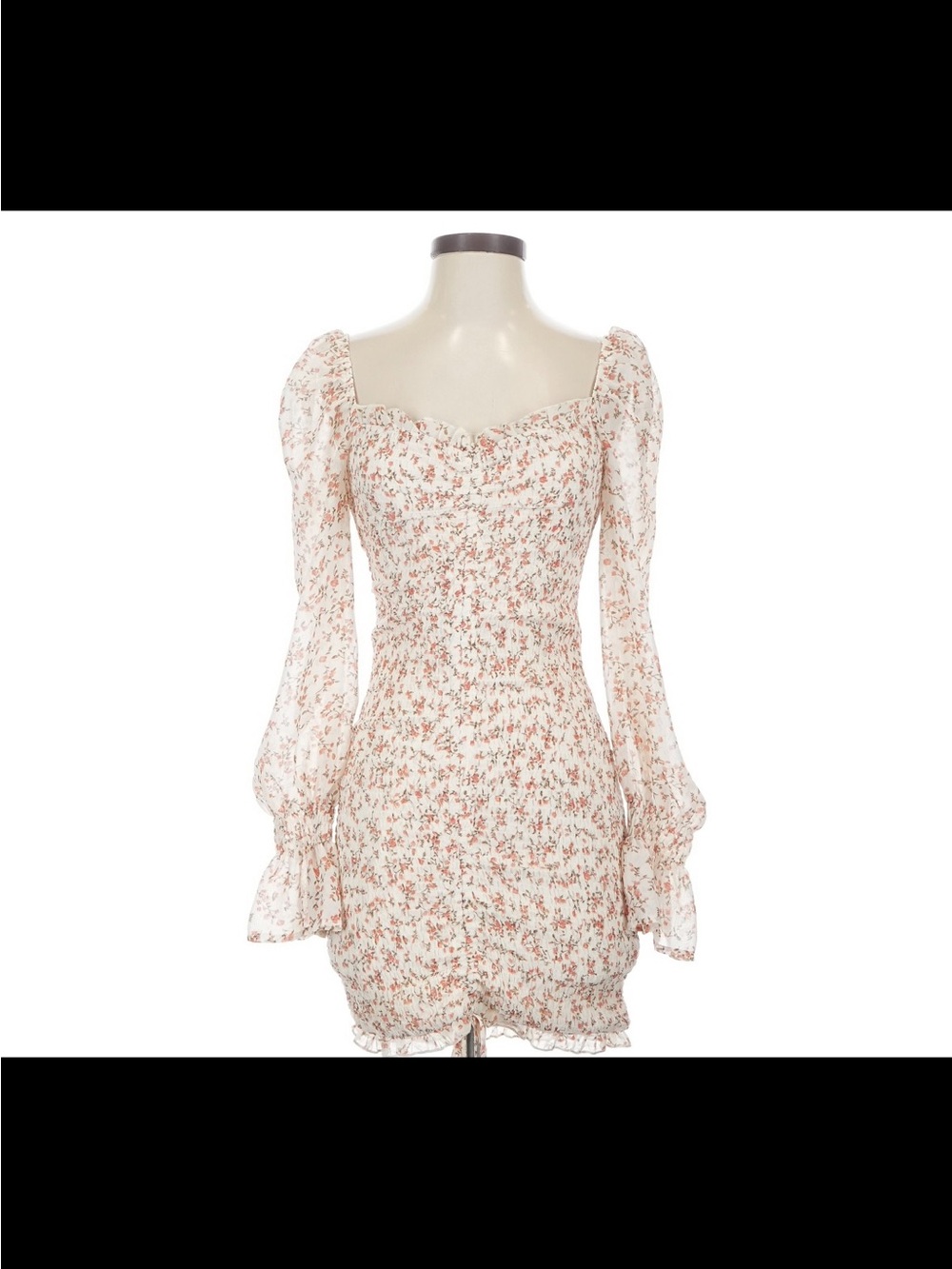 Fashion Nova Cream Mini Dress with Rust Floral